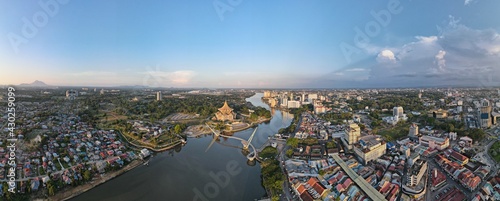 Kuching, Sarawak Malaysia - April 26 2021: The buildings, landmarks and scenery of Kuching city, capital of Sarawak, Borneo island.  photo