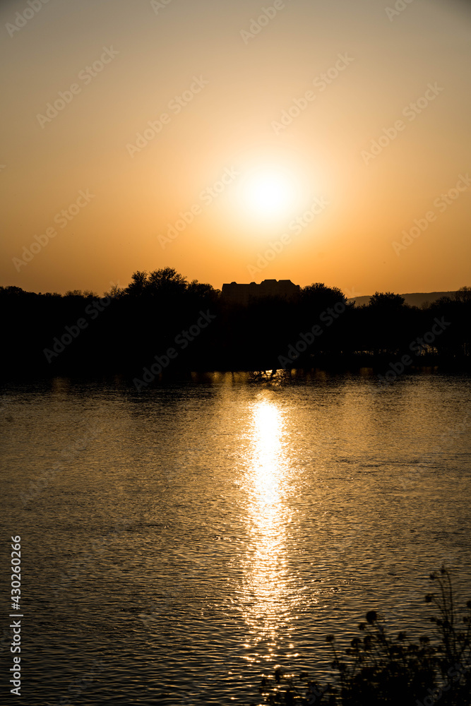 sunset over the river