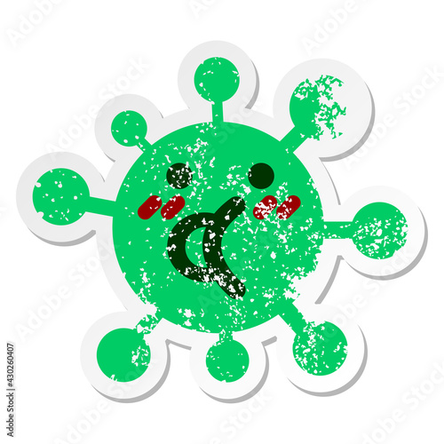 blushing talking virus distressed sticker