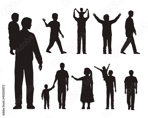 thirteen fathers and kids silhouettes