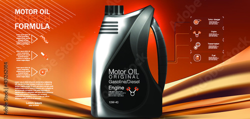 bottle engine oil background, vector illustration
