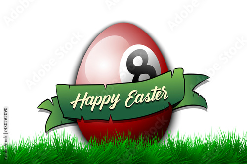 Happy Easter. Egg in the form of a billiard ball