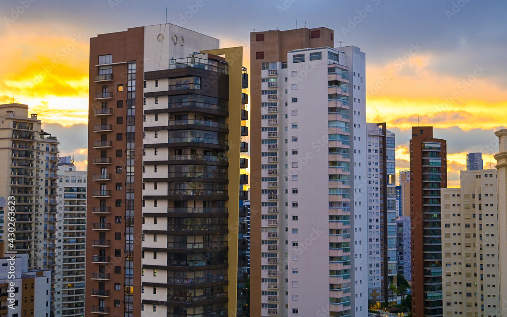 Sunset over Sao Paulo city