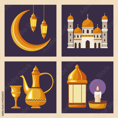 four ramadan kareem icons