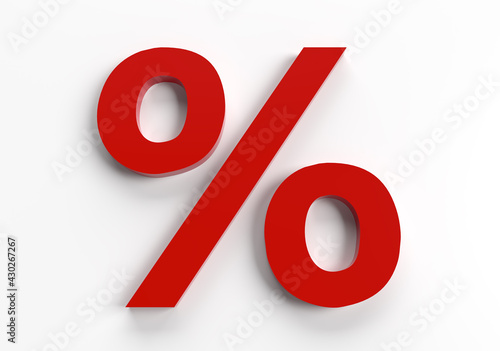 Percent discount red 3D rendering symbol photo