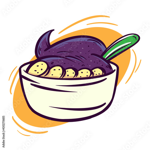 Bowl Acai. Clipart Illustration Vector