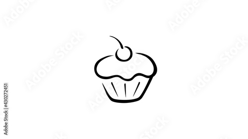 Creative Cherry Cake Cupcake Muffin Logo Vector Illustration