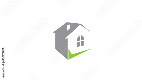 Creative House real estate check logo vector symbol illustration