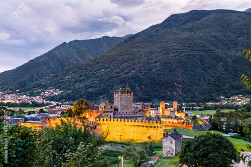 Montebello and Castelgrande Castles in Bellinzona, Switzerland