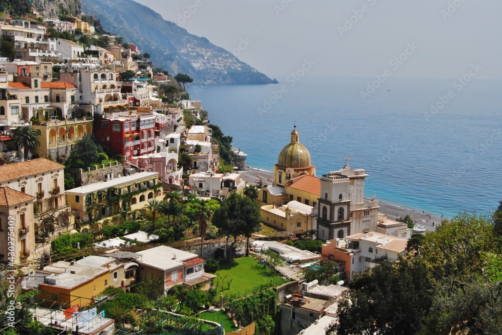 View of Positano on Amalfi Coast in Italy