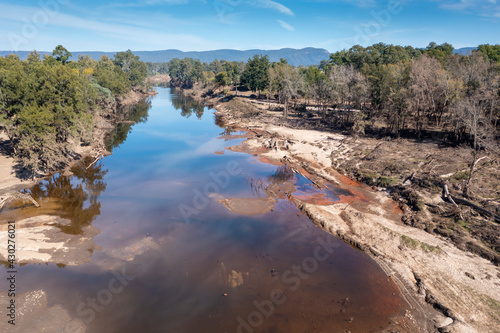 Drone aerial photograph of the Grose River in Yarramundi Reserve in regional Australia