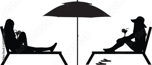 Women relaxing on deck chair	