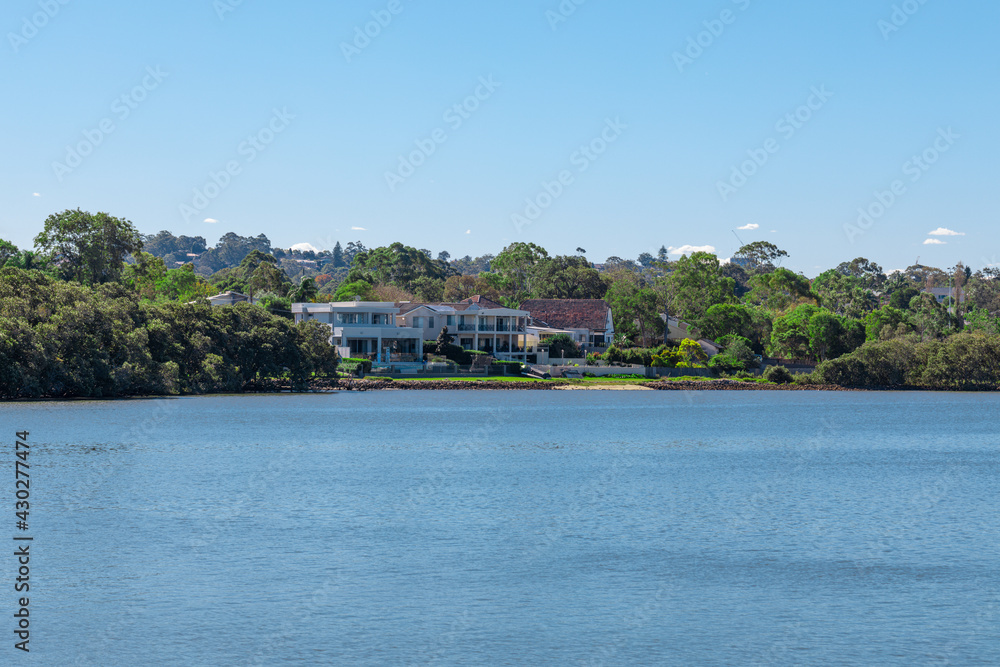 View of Meadowbank on Parramatta river foreshore NSW Australia