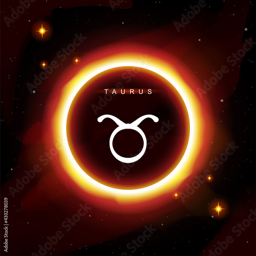 Taurus zodiac symbol in modern, luxury, esoteric, celestial, boho style, fit for paranormal, tarot reader, astrology, horoscope