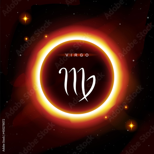 Virgo zodiac symbol in modern, luxury, esoteric, celestial, boho style, fit for paranormal, tarot reader, astrology, horoscope