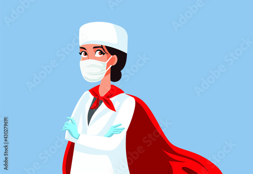 Superhero Female Doctor Wearing a Cape