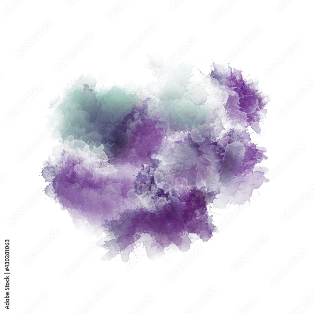 Artistic painting Violet purple palette Vibrant variety ink brushstrokes isolated on white backdrop Watercolor bouquet Abstract pattern Mixed media sketch