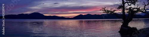 田沢湖で見た夕焼けのパノラマ終焉情景＠秋田