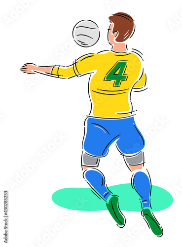 Brazil soccer player with the ball. Colored drawing with simple strokes