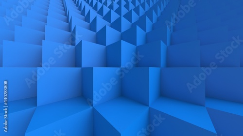 Blue Cube Background Wall. 3D illustration. 3D CG.High resolution.