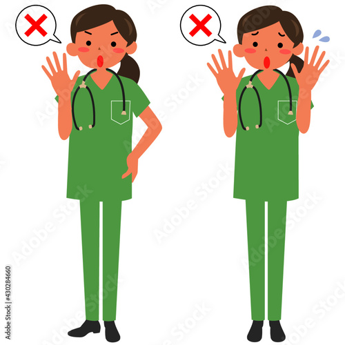 制止する女性医師