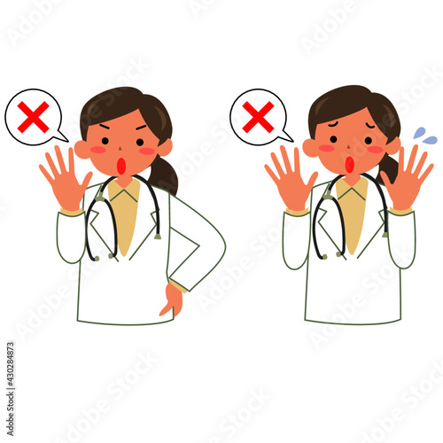 制止する女性医師