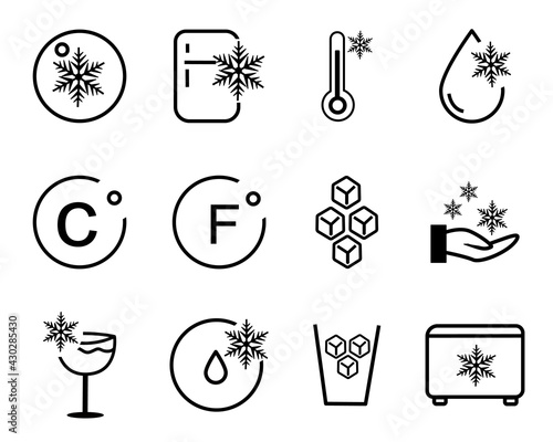 cold storage icon icons collection package white isolated background with outline style