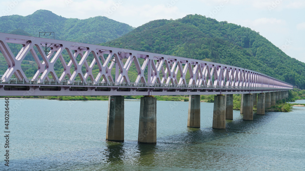 a steel bridge across a river