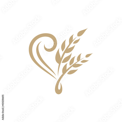 Love wheat logo concept template suitable for organic food icon, healthy food product, rice label, foodstuffs, bread ingredient and others