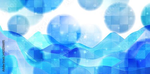 海　波　和柄　暑中見舞い