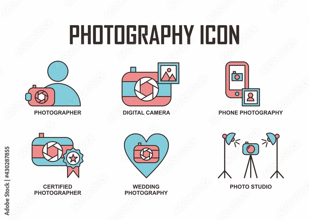 Photography icon collection design. Easy to edit with vector file. Can use for your creative content. Especially about photography and multimedia elements.