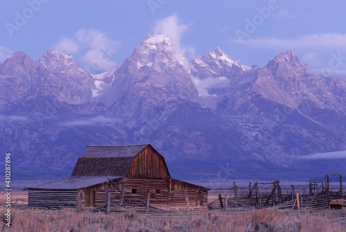 An old barn in the Tetons National Park, Wyoming, USA