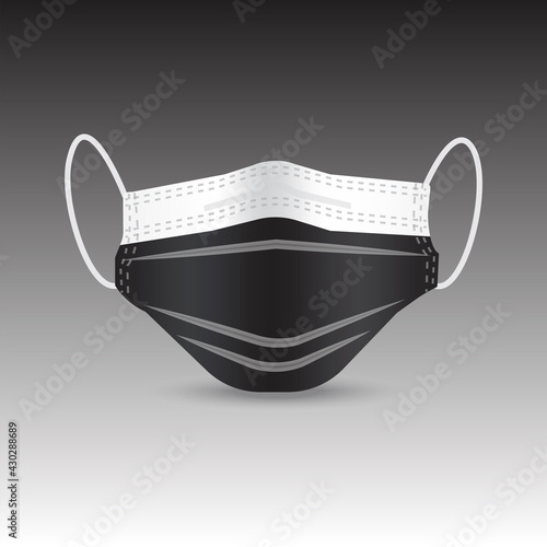 Realistic protective medical face mask. 3d medical mask. Coronavirus pandemic. Health care.  Vector illustration. Stock image. EPS 10.