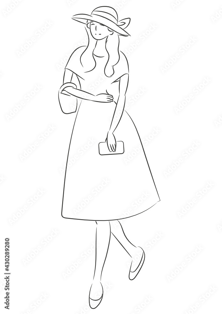 Young lady in a hat.cartoon. Vector Young lady in a hat.cartoon. Vector