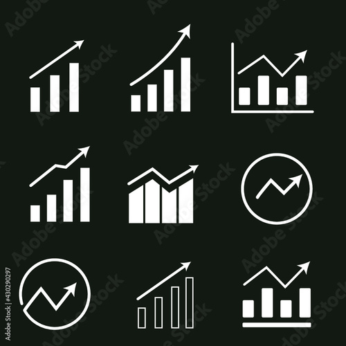 bar chart trend rounded icon. upward trend icon. set of upward bar chart vector icons. bullish bearish icon. trading icons.