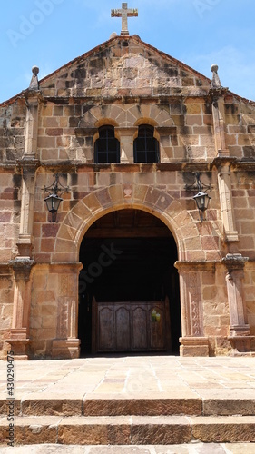 the entrance of a church in a little tow in Santander Colombia