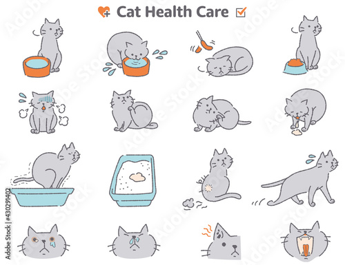 猫の体調症状イラストセット