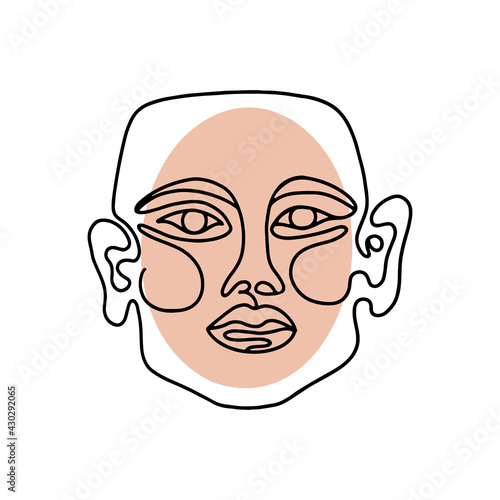 Linear portrait of hairless woman