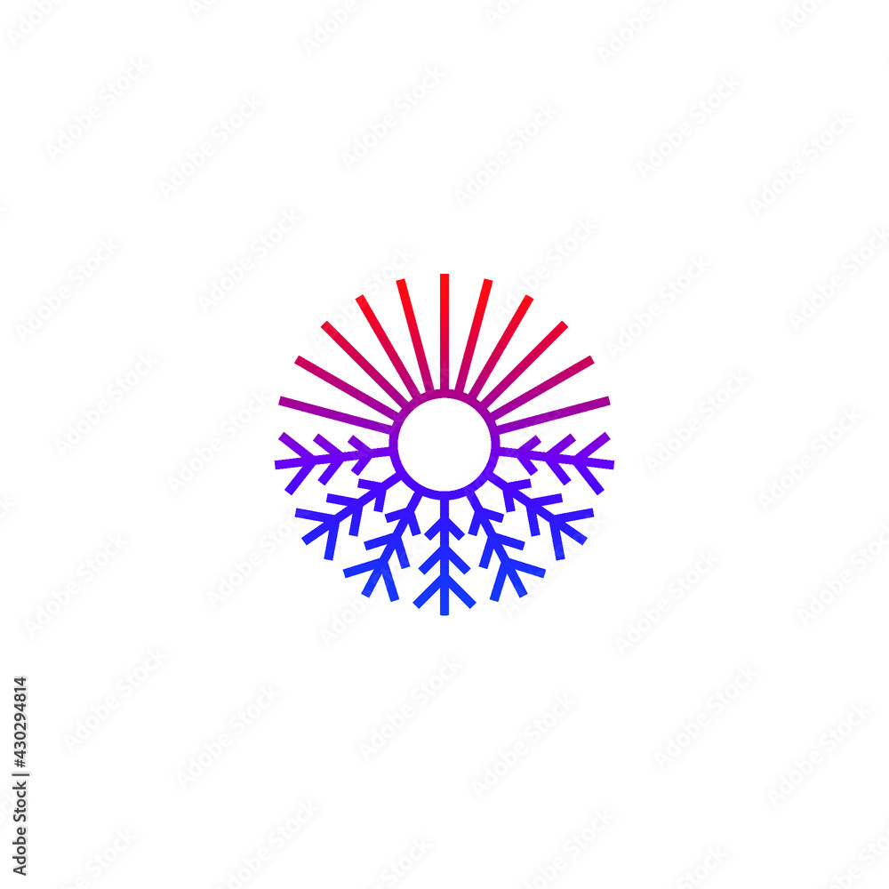 Abstract graphic combination of rays of snowflake and sun