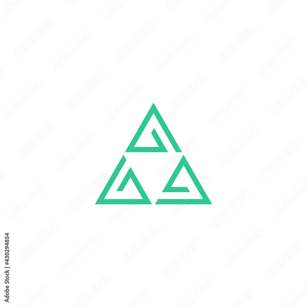 Abstract graphic illustration of three letters G forming a regular triangle Abstract graphic illustration of three letters G forming a regular triangle
