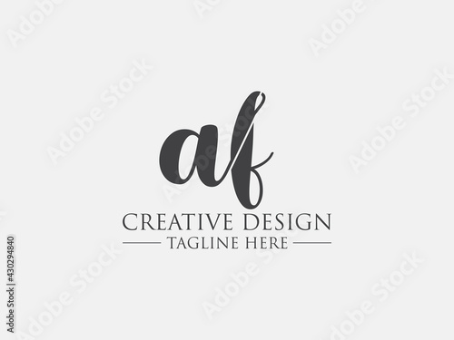 Abstract small letter af logo. This logo icon incorporate with abstract cross line logo in the creative way. black and white bacground logo.