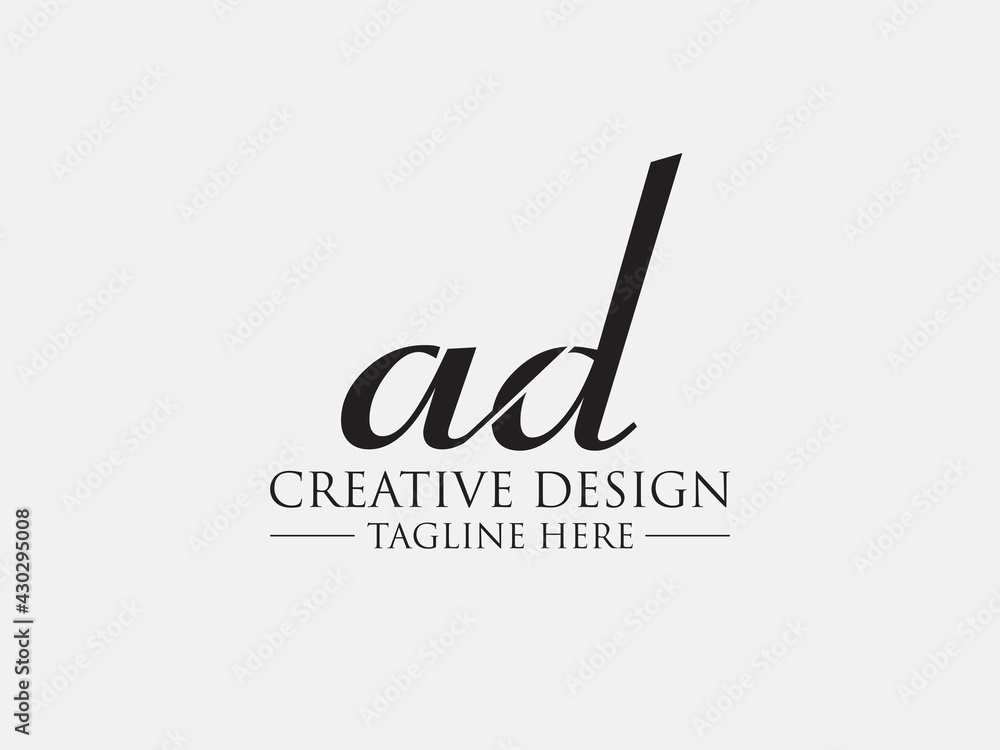 Abstract small letter ad logo. This logo icon incorporate with abstract cross line logo in the creative way. black and white bacground logo. Abstract small letter ad logo. This logo icon incorporate with abstract cross line logo in the creative way. black and white bacground logo.