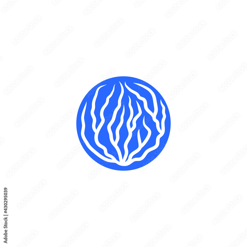 Abstract graphic illustration of sea coral in a circle Abstract graphic illustration of sea coral in a circle