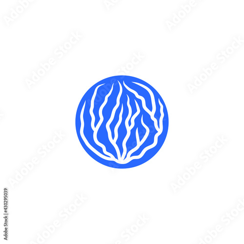 Abstract graphic illustration of sea coral in a circle