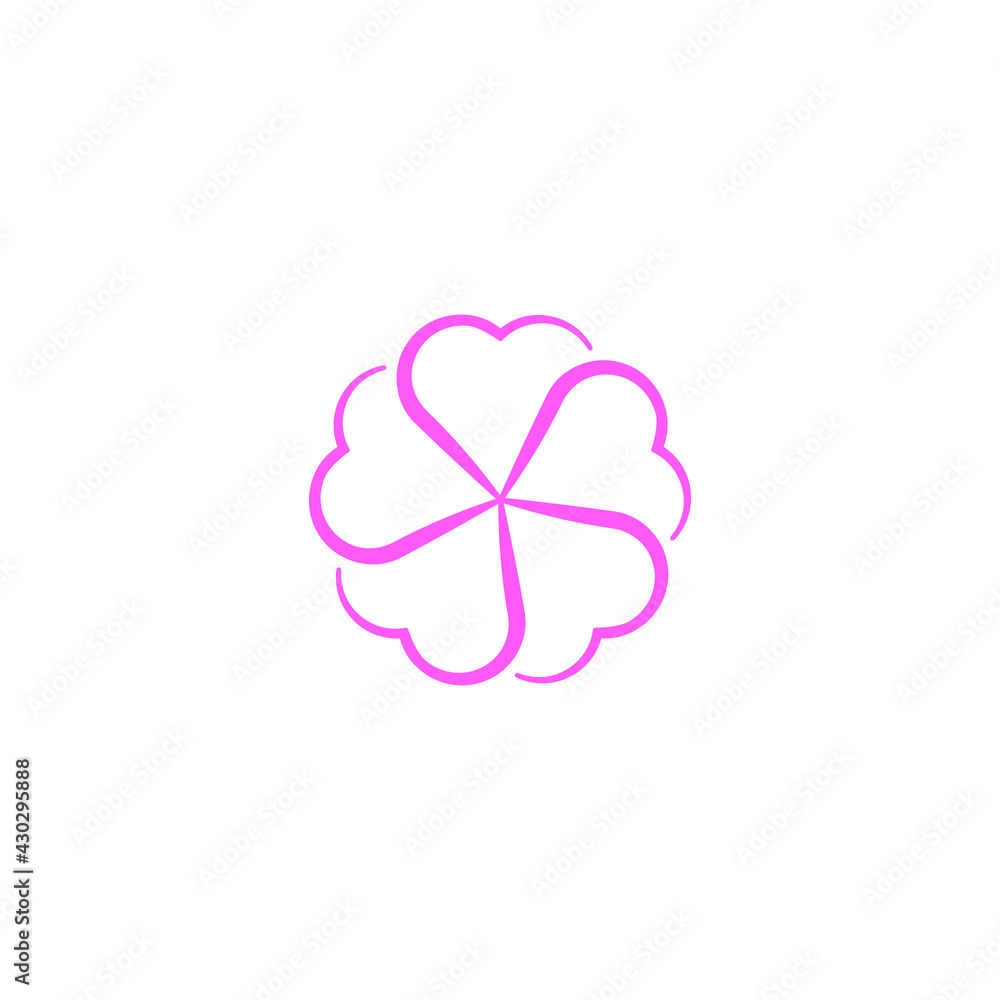 Abstract graphic illustration of a flower with five petals in the shape of hearts Abstract graphic illustration of a flower with five petals in the shape of hearts