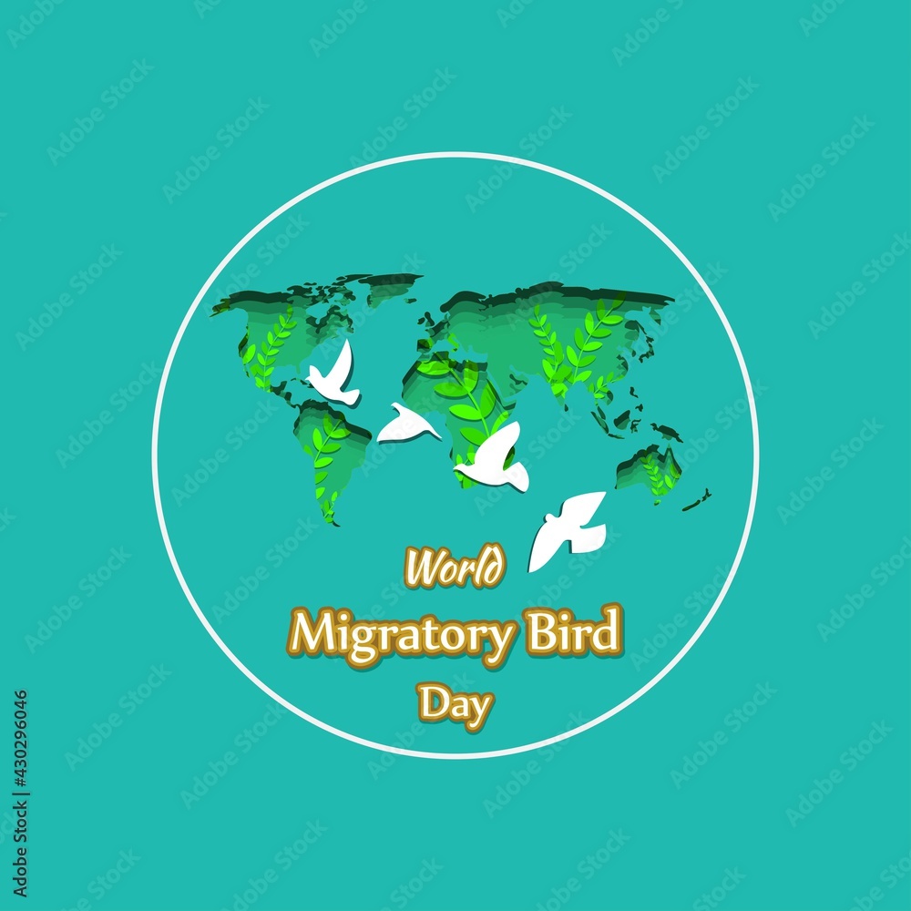 Fototapeta premium Vector illustration of World Migratory Bird Day, 8 May.