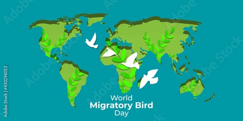 Vector illustration of World Migratory Bird Day  8 May.