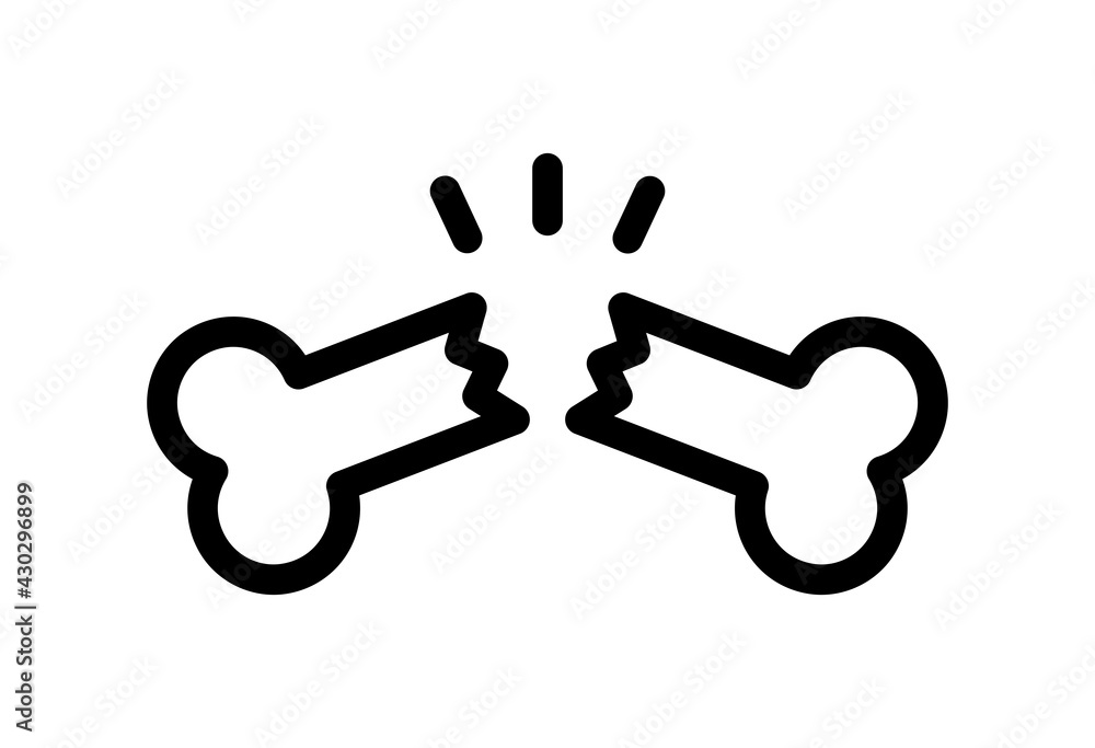 Fracture vector icon. Crack bone illustration Fracture vector icon. Crack bone illustration