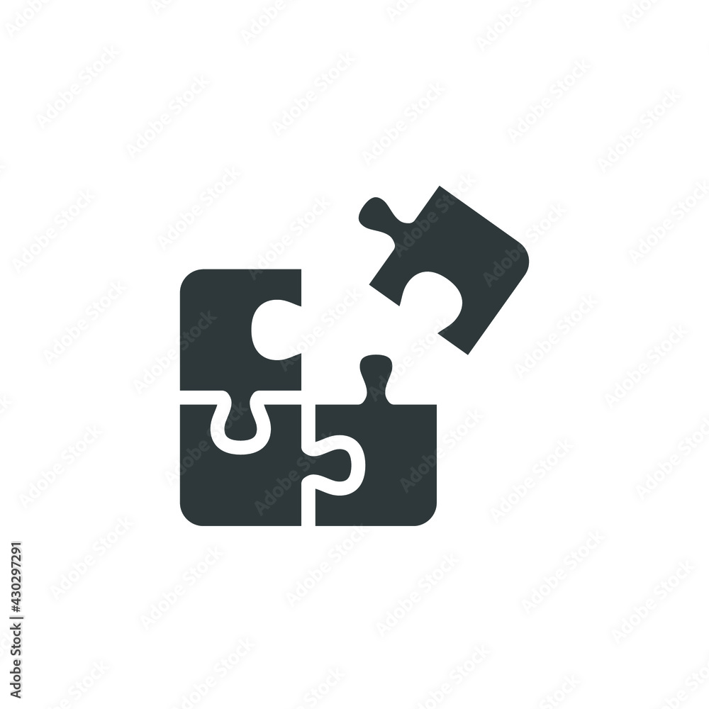 Puzzle glyph icon. Simple solid style. Jigsaw symbol, pictogram, single, piece, business, teamwork logo concept design. Vector illustration isolated on white background. EPS 10. Puzzle glyph icon. Simple solid style. Jigsaw symbol, pictogram, single, piece, business, teamwork logo concept design. Vector illustration isolated on white background. EPS 10.