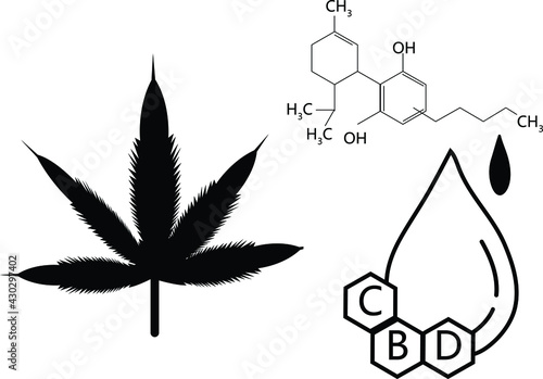 CBD oil icons and logo template